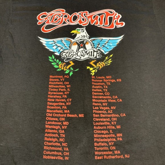 Vintage 1993 Aerosmith Aero Force One T-Shirt Concert Tour Black Band Si… - Picture 7 of 8